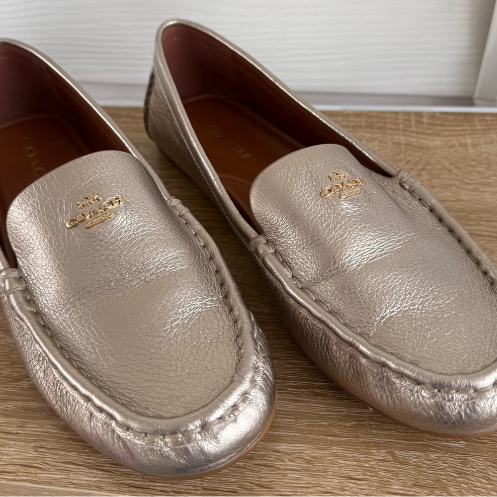 Coach Women's Champagne Leather Loafers